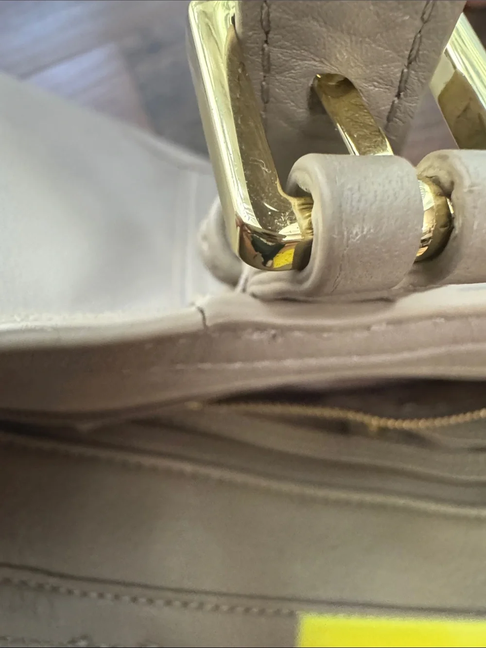 Tory Burch gray Pebbled Leather Tote with Gold Logo